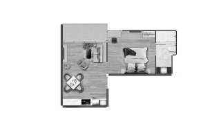 Apartment floor plan, 1 bedroom in building Building A Coral Beach Oceanview Resort Patong in Phuket, Thailand, Coral Beach Oceanview Resort Patong No. 11007