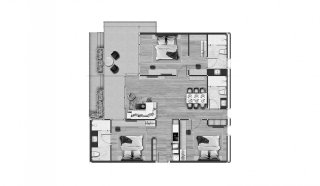 Apartment floor plan, 3 bedrooms in building Building B Coral Beach Oceanview Resort Patong in Phuket, Thailand, Coral Beach Oceanview Resort Patong No. 11011